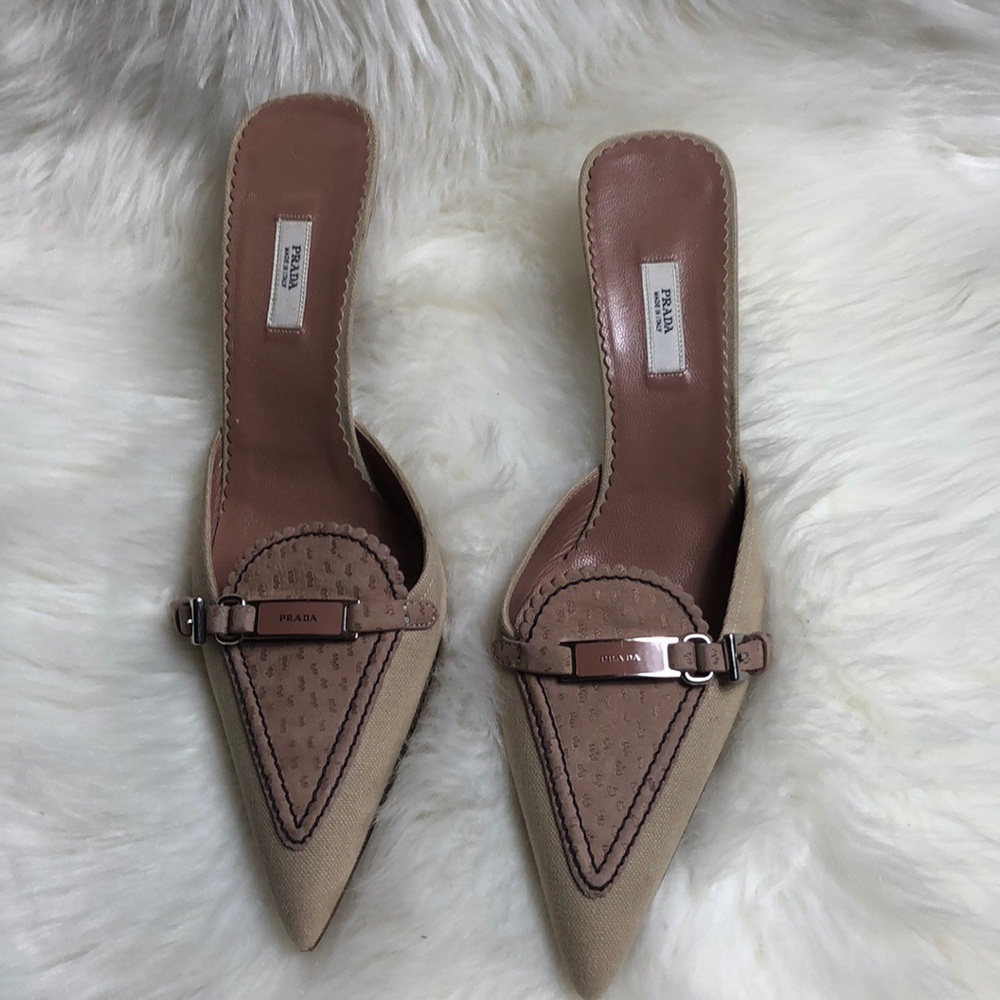 Vintage Prada Vero Cuoio Kitten Heels Sz 39.5 EUC